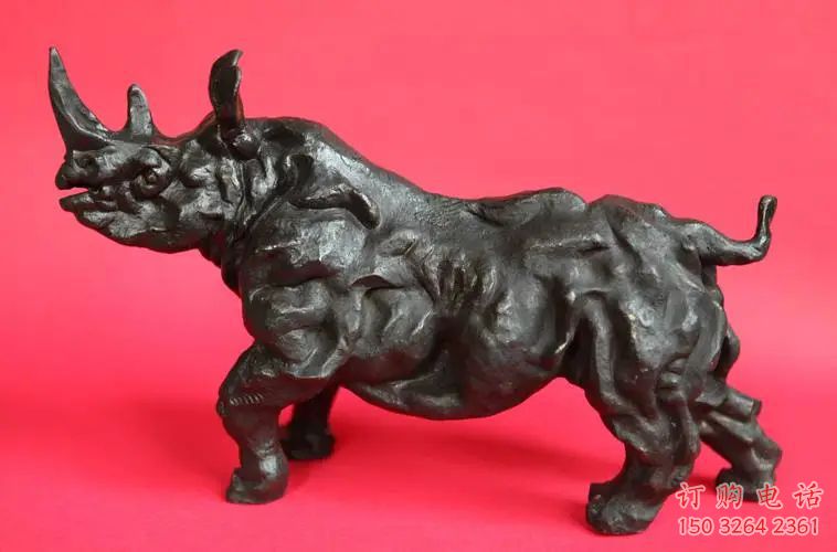 抽象犀牛銅雕廠(chǎng)家 辦公室動(dòng)物銅雕