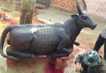 街頭拓荒牛銅雕廠家 城市動物銅雕