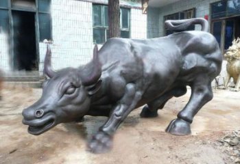 青銅華爾街牛銅雕廠家 公園動(dòng)物銅雕