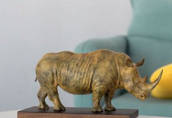 黃銅犀牛銅雕廠家 仿古動物銅雕