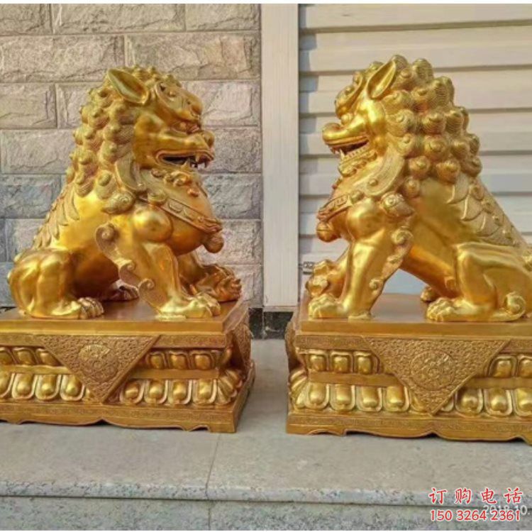 彩繪獅子銅雕廠家 仿古動物銅雕