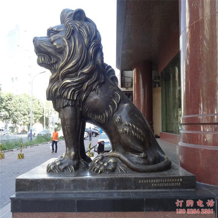 青銅雄獅銅雕廠家 公園動(dòng)物銅雕