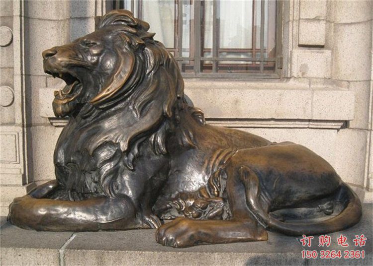 紫銅雄獅銅雕廠家 仿古動物銅雕