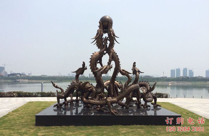 街頭九龍銅雕廠家 城市動(dòng)物銅雕
