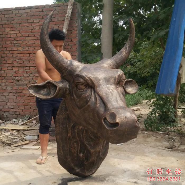 仿古牛頭銅雕廠家 彩繪動物銅雕