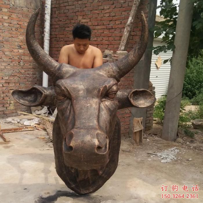 公園牛頭銅雕廠家 街頭動(dòng)物銅雕