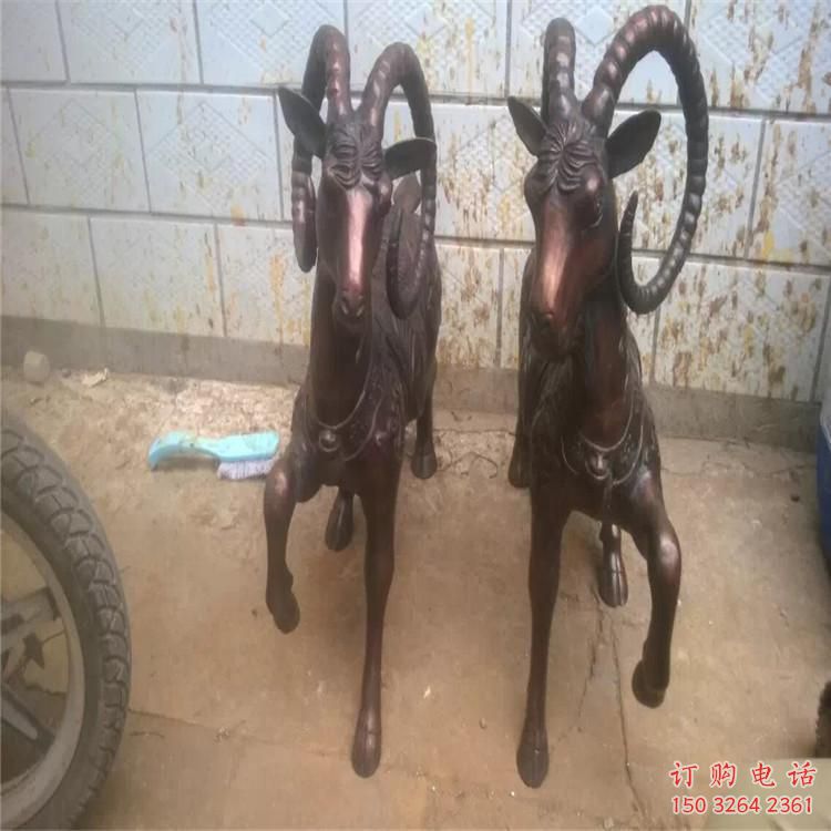 青銅公羊銅雕廠家 公園動(dòng)物銅雕