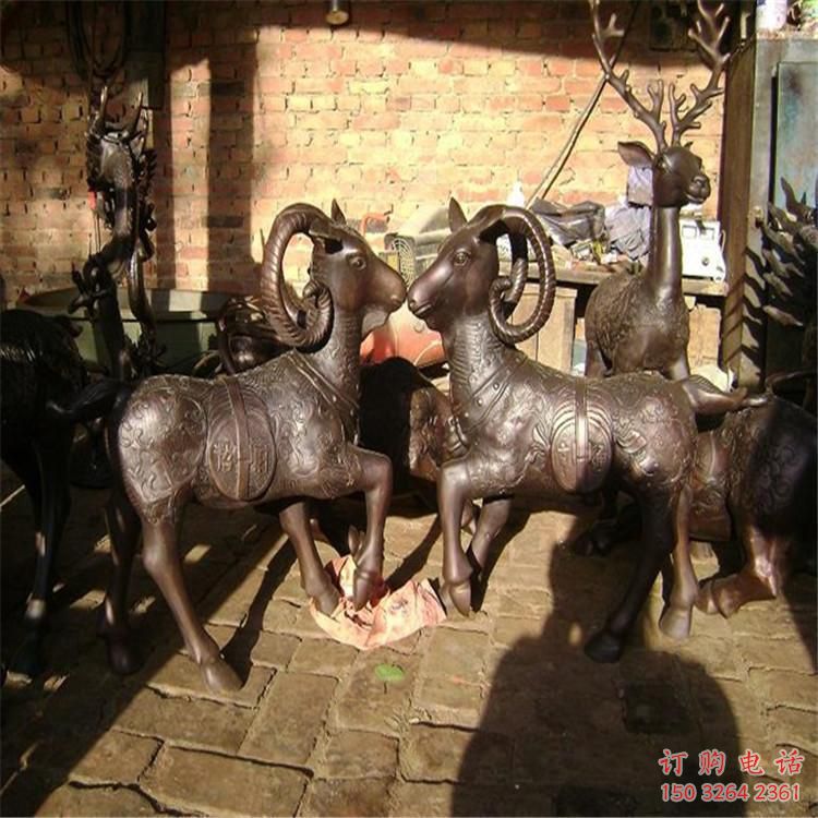 別墅公羊銅雕廠家 公園動物銅雕