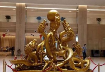 仿古九龍銅雕廠家 彩繪動(dòng)物銅雕