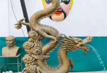公園金龍銅雕廠家 黃銅動物銅雕