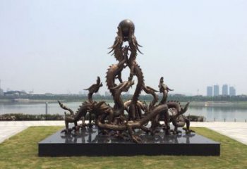 街頭九龍銅雕廠家 城市動(dòng)物銅雕