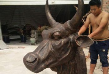 牛頭銅雕廠家 抽象動物銅雕