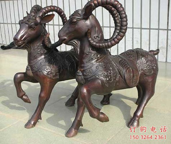 黃銅公羊銅雕廠家 仿古動物銅雕