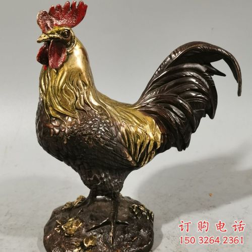 仿古公雞銅雕廠家 彩繪動(dòng)物銅雕