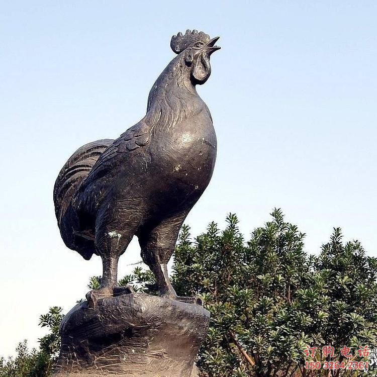 別墅公雞銅雕廠家 公園動(dòng)物銅雕