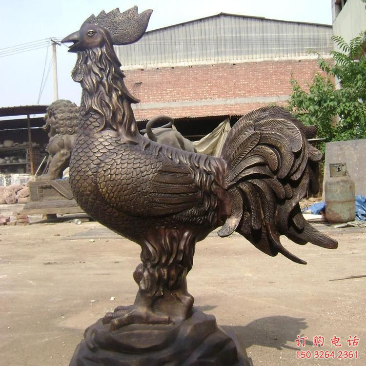 街頭公雞銅雕廠家 城市動(dòng)物銅雕