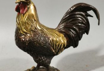 仿古公雞銅雕廠家 彩繪動(dòng)物銅雕