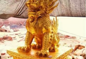 彩繪麒麟銅雕廠家 仿古動物銅雕