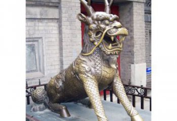 城市麒麟銅雕廠家 黃銅動物銅雕
