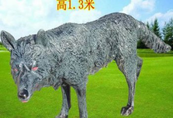 街頭狼銅雕廠家 城市動物銅雕