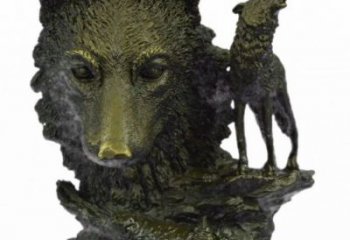 紫銅狼銅雕廠家 仿古動物銅雕