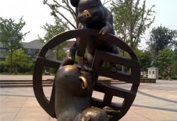 青銅豬銅雕廠家 公園動(dòng)物銅雕