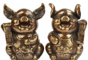 仿古豬銅雕廠家 彩繪動物銅雕