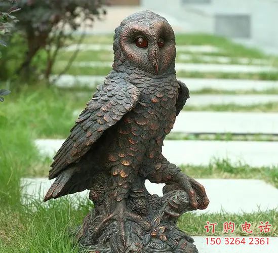 青銅貓頭鷹銅雕廠家 公園動物銅雕