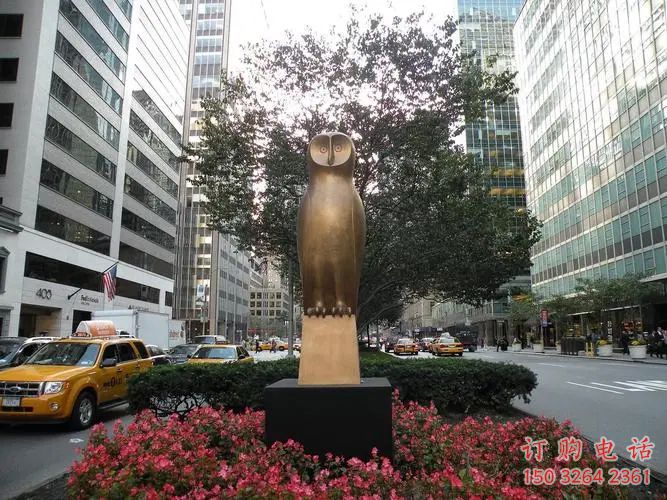 仿古貓頭鷹銅雕廠家 彩繪動物銅雕