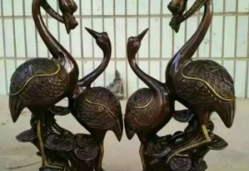 抽象仙鶴銅雕廠家 辦公室動物銅雕