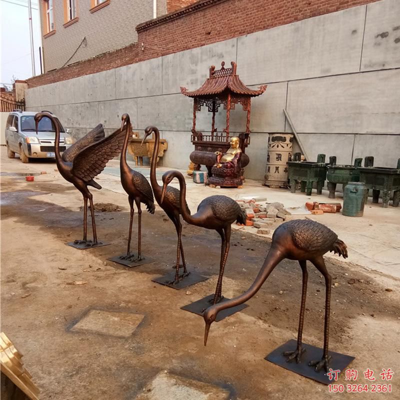 抽象仙鶴銅雕廠家 辦公室動(dòng)物銅雕