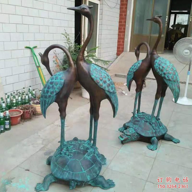 青銅仙鶴銅雕 公園動物銅雕