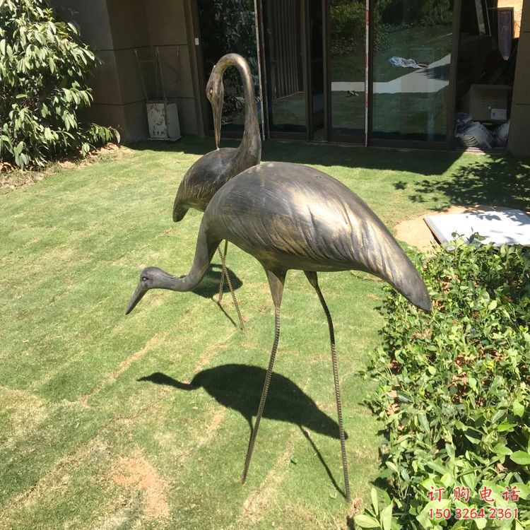 公園丹頂鶴銅雕 街頭動(dòng)物銅雕