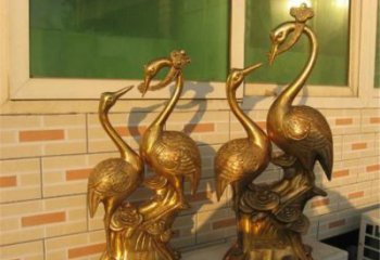 城市仙鶴銅雕廠家 黃銅動物銅雕