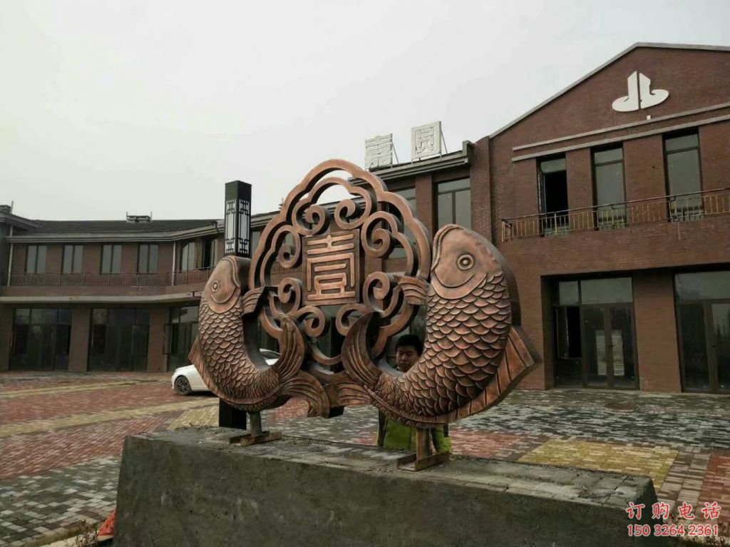 抽象金魚銅雕廠家 辦公室動物銅雕