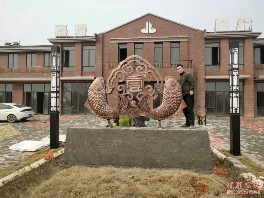 抽象銅魚銅雕廠家 辦公室動物銅雕