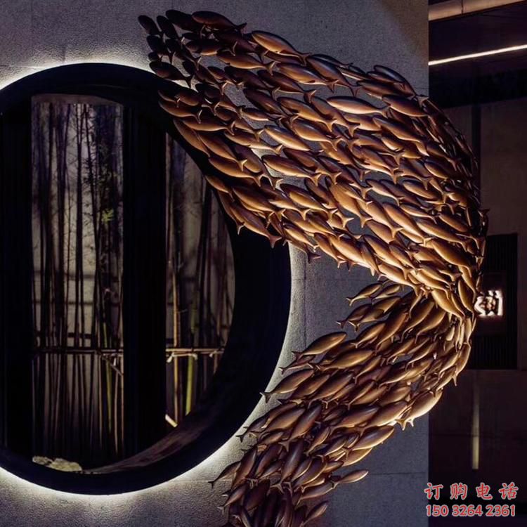 銅魚(yú)銅雕廠家 抽象動(dòng)物銅雕