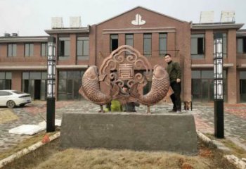 抽象銅魚銅雕廠家 辦公室動物銅雕