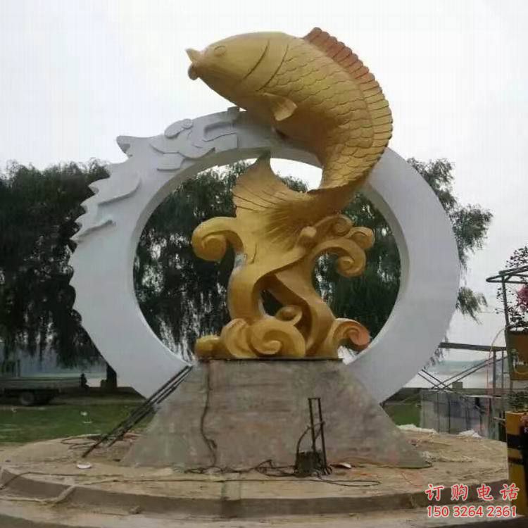 城市鯉魚跳龍門銅雕廠家 黃銅動(dòng)物銅雕