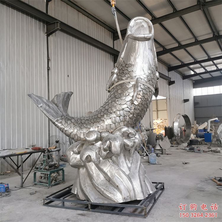 仿古鯉魚跳龍門銅雕廠家 彩繪動物銅雕