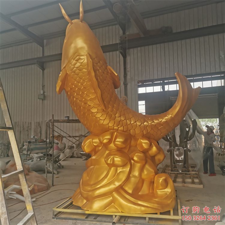 抽象鯉魚跳龍門銅雕廠家 辦公室動物銅雕
