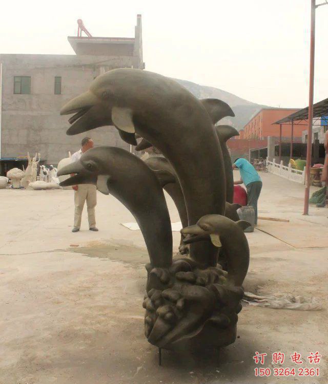 廣場海豚銅雕廠家 青銅動物銅雕