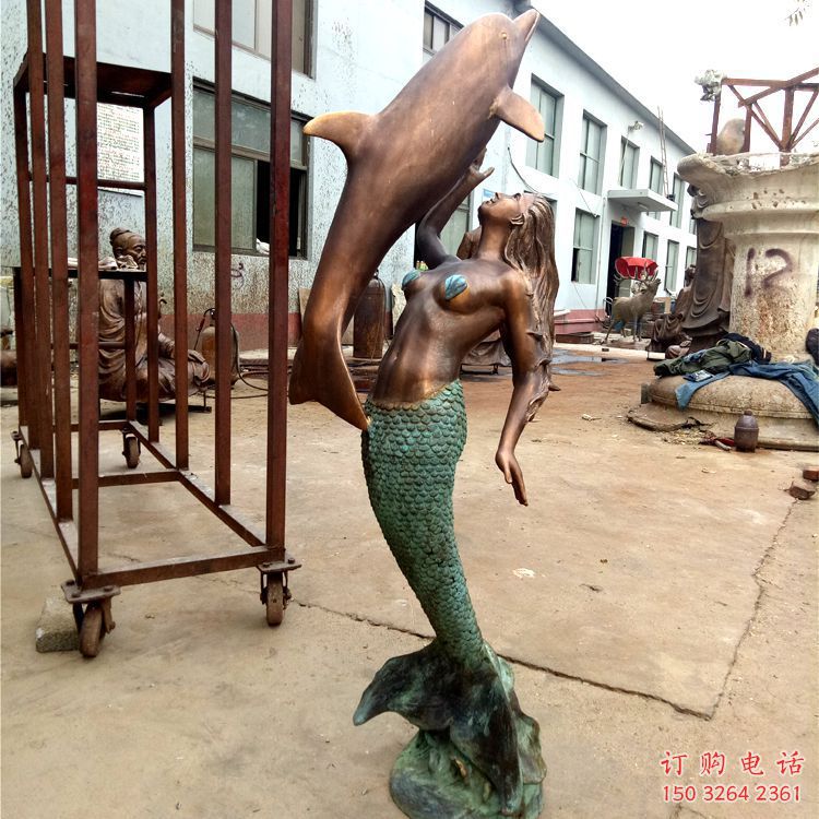 抽象海豚銅雕廠家 辦公室動物銅雕