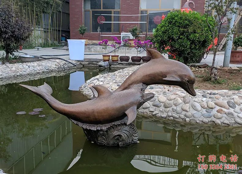 青銅海豚銅雕廠家 公園動物銅雕