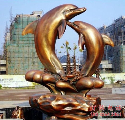 彩繪海豚銅雕廠家 仿古動(dòng)物銅雕