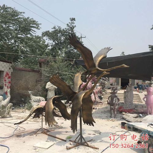 鴻雁銅雕廠家 抽象動物銅雕
