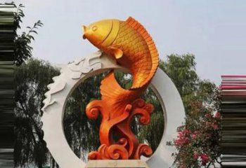廣場鯉魚跳龍門銅雕廠家 青銅動物銅雕