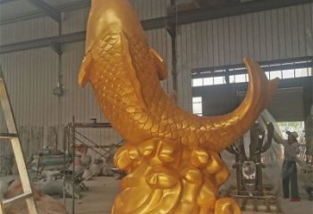 抽象鯉魚跳龍門銅雕廠家 辦公室動物銅雕