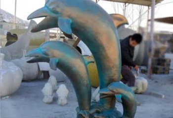 公園海豚銅雕廠家 街頭動(dòng)物銅雕