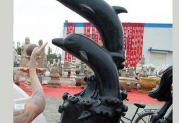 街頭海豚銅雕廠家 城市動物銅雕